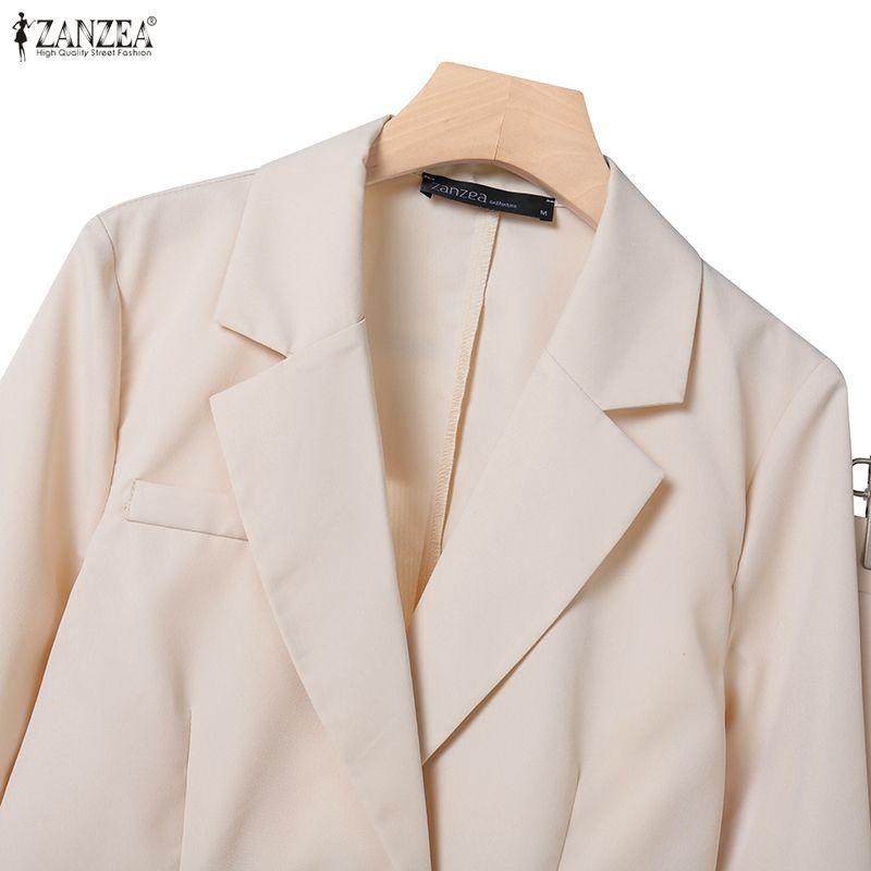 ZANZEA Cárdigan Blazer de Manga Larga para Mujer y Pantalones Conjuntos Casuales de Dos Piezas