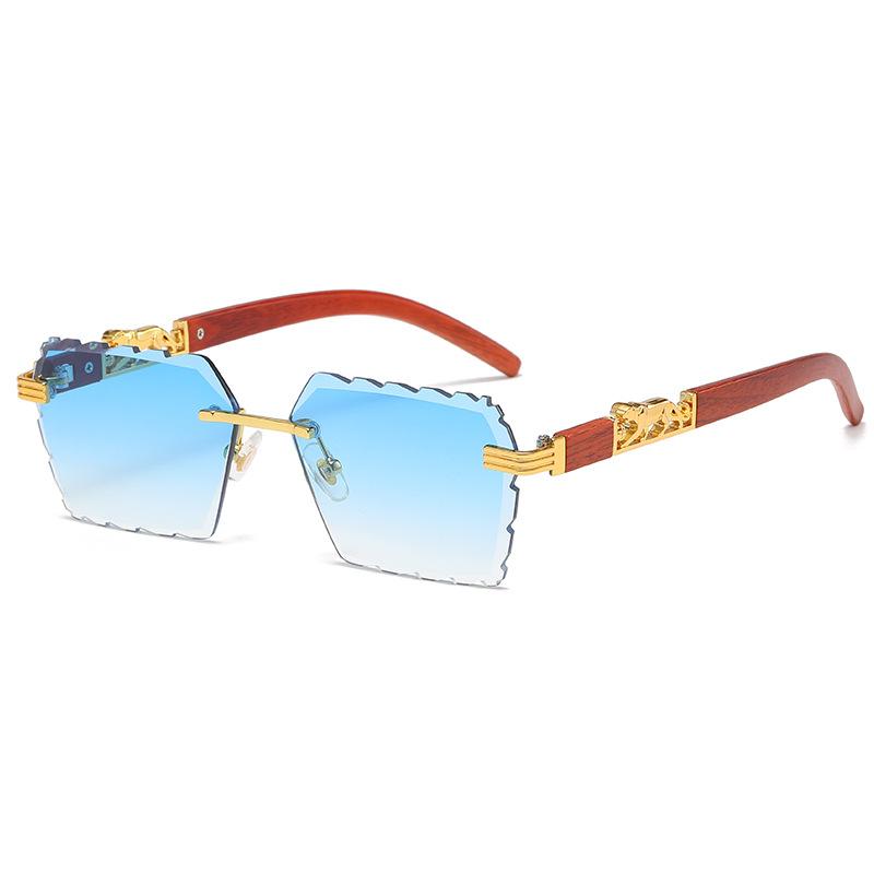 Occhiali da Sole Rettangolari Punk Senza Montatura con Motivo Ondulato Uomo Moda Vintage Trendy Occhiali da Sole Occhiali Senza Montatura UV 400
