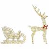 Reindeer Pull Sled Warm White 70 X 26 X 129 Cm PET
