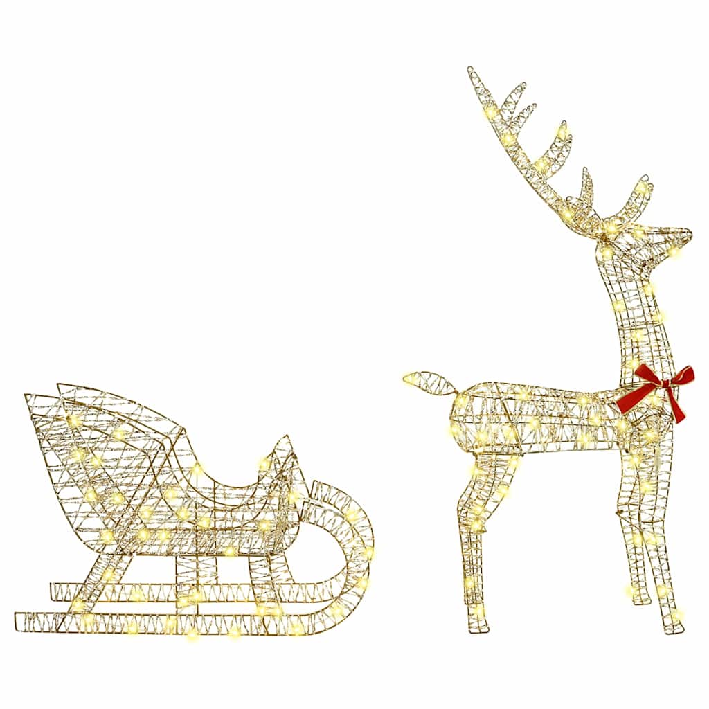 Reindeer Pull Sled Warm White 70 X 26 X 129 Cm PET