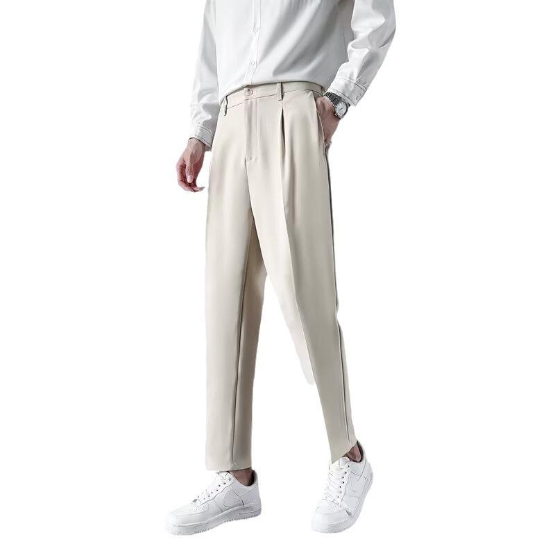 Men's Light and Mature Pants Spring and Summer New Trend Loose and Drape Casual Pants High-end Large-size Straight Nine-point Pants