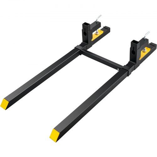 Pallet Forks, 2000 Lbs Tractor Bucket Forks, 60" Total Length Clamp On Pallet Forks with Adjustable Stabilizer Bar, Heavy Duty Pallet Forks for