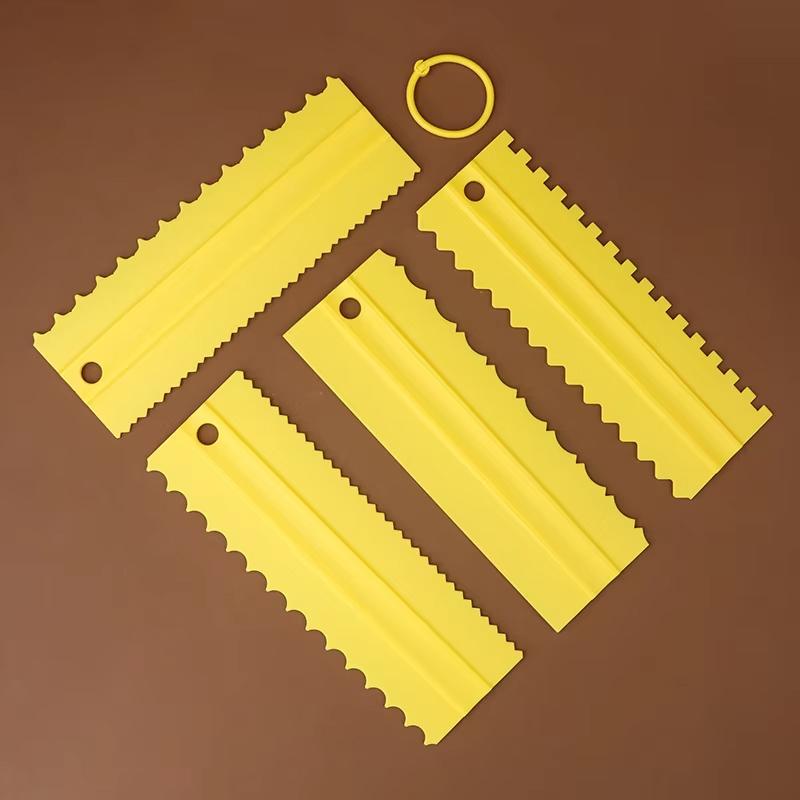 4-Piece Cake Scraper Cake Edge Decorating Tools Buttercream Fondant Cake Smoother for Plastic Sawtooth Baking Pastry Tools