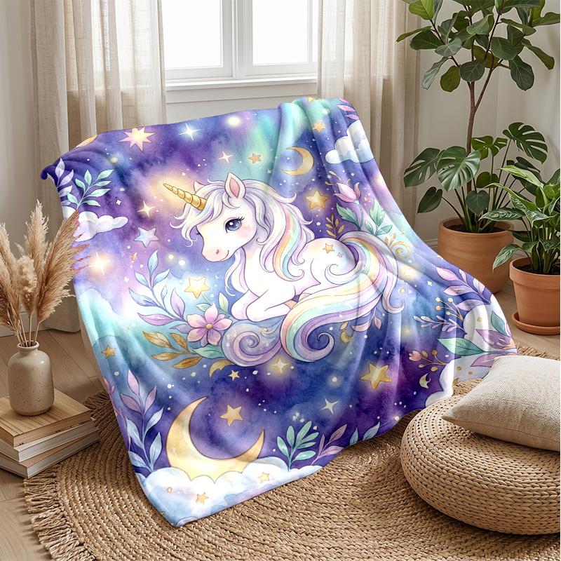 Unicorn in Flower Meadow Theme blanket Lightweight Warm Flannel Blanket Decorative Throw Blanket for Home Decoration
