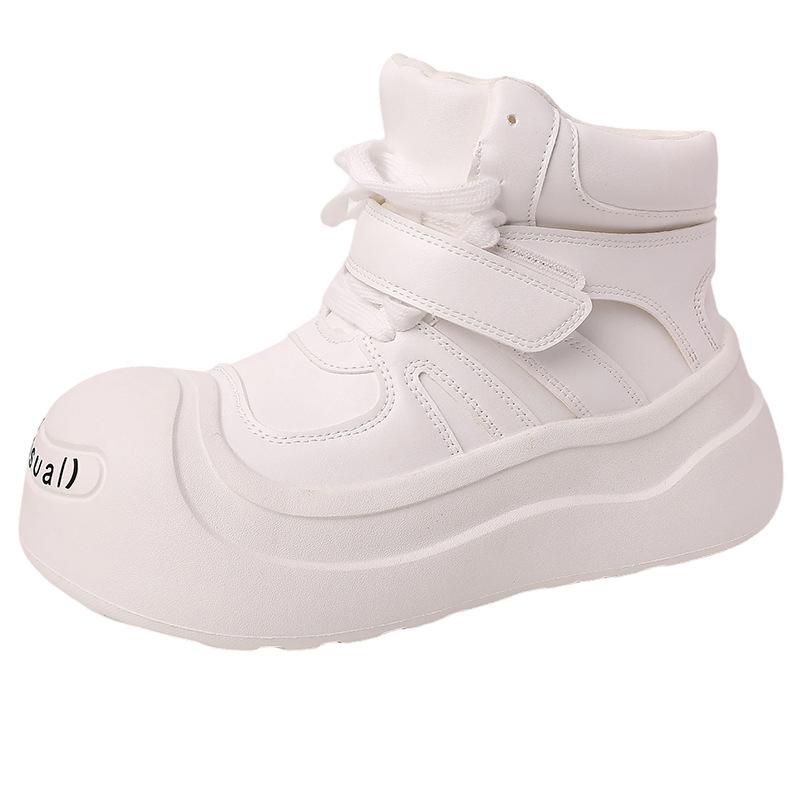 Comfortable ugly cute thick-soled heightening casual women's high-top shoes autumn and winter fashion lace-up versatile velvet fashion boots