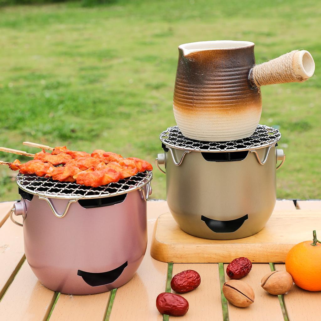 Household Outdoor Portable Mini Small Carbon Stove BBQ Stainless Steel Enclosure Stove Tea Olive Alcohol Korean Barbecue Stove