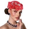 Retro British Hat for Women 3D Floral Rhinestone Decorated Beret Cap Cosplay Costume Accessories