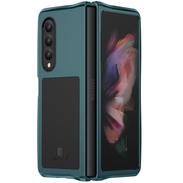 

Для Galaxy Z Fold 3 металлический чехол для телефона, алюминиевый противоударный чехол-бампер, мягкий резиновый силиконовый военный сверхпрочный жесткий чехол for Galaxy Z Fold 3 зелёный