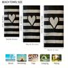 Telo Mare a Strisce Bianche e Nere a Forma di Cuore, Extra Large, Poliestere, Morbido, Assorbente, Asciugatura Rapida, Leggero, Spiaggia Piscina Viaggio Unisex