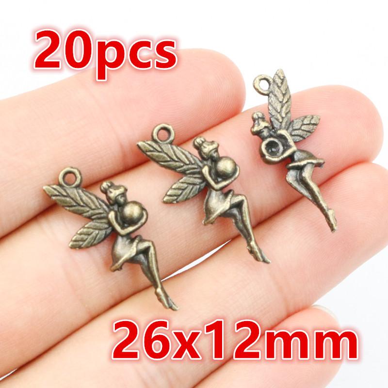 1-50pcs Alloy Metal Wings Flying Angle Heart Charms Pendant DIY Jewelry Making Accessories Findings for Necklace Keychains