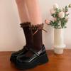 1 Pair Ruffle Ankle Socks Sweet Frilly Socks Ballet Socks for Girls with Bows Lace Top Sock Princess Style Dress Socks