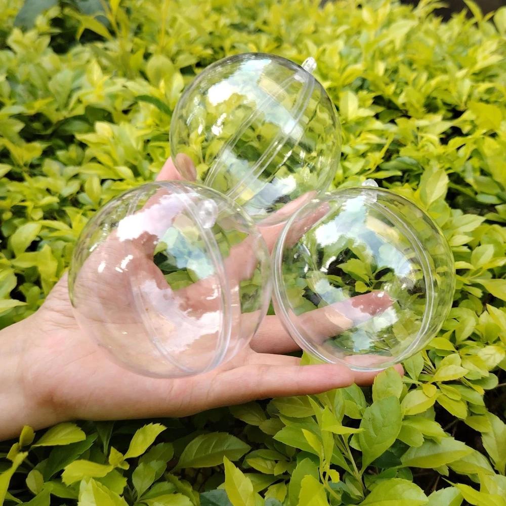 5-10CM Christmas Transparent Balls Hollow DIY Plastic Fillable Bauble Xmas Tree Hanging Ornaments Home Party Gifts Box Decor