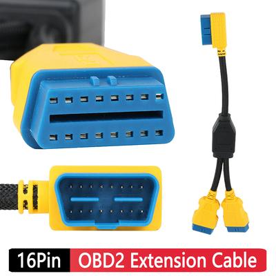 2-in-1 OBDII Extension Cable 16 Pin Male To Dual Female Y Cable 35CM 16Pin Diagnostic Extender Cord Adapter On-BDII Splitter
