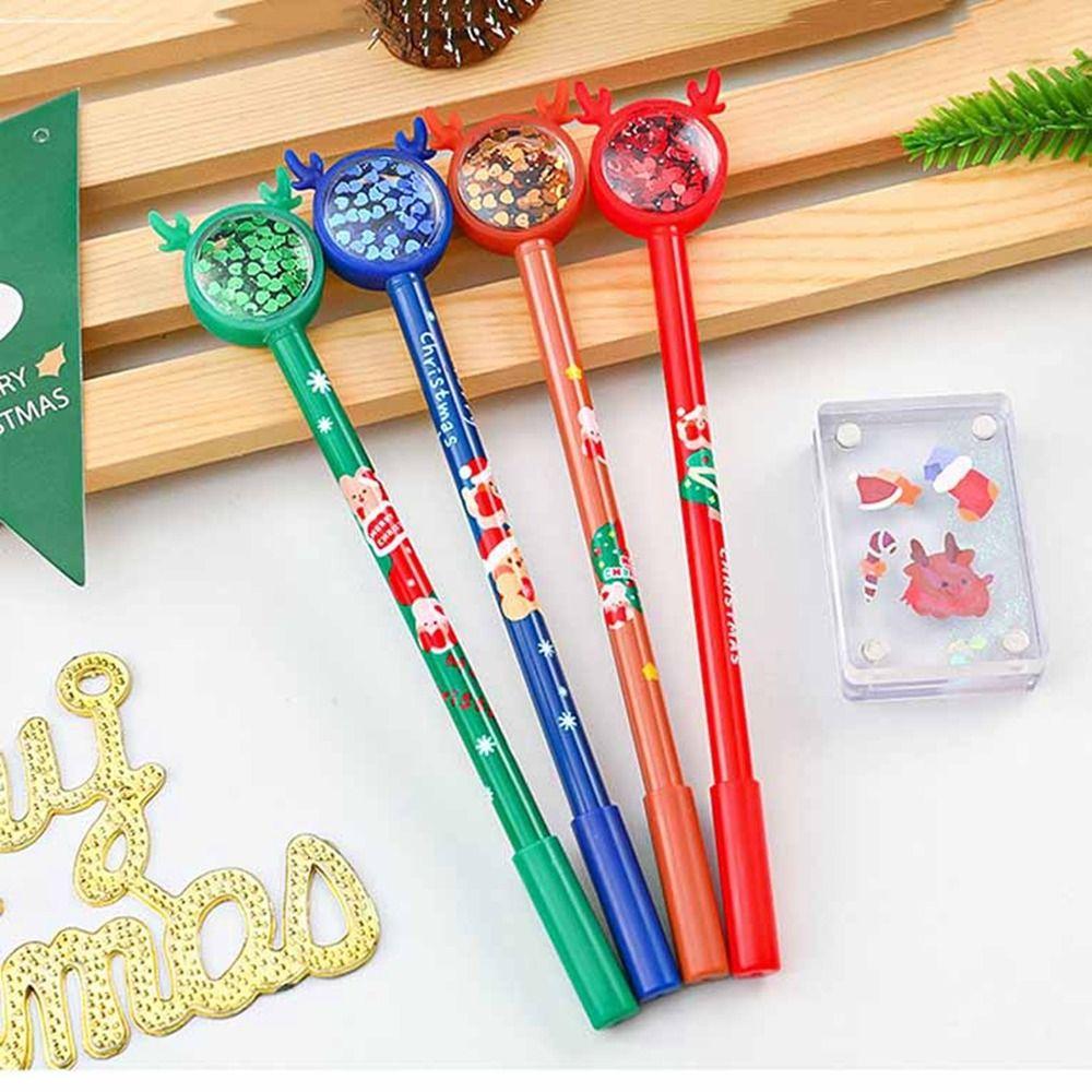 0.5mm Writing Pen Black Signing Pen Christmas Stationary Supplies Christmas Gel Pens Pressable Pens