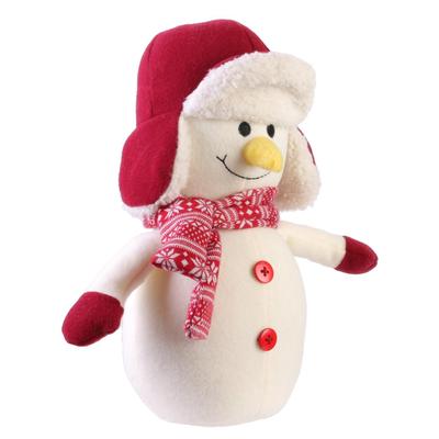 Les Trésors De Lily [Q4365] - Plush Door Stopper 'Snowman' Red White - 27. 5x13. 5cm