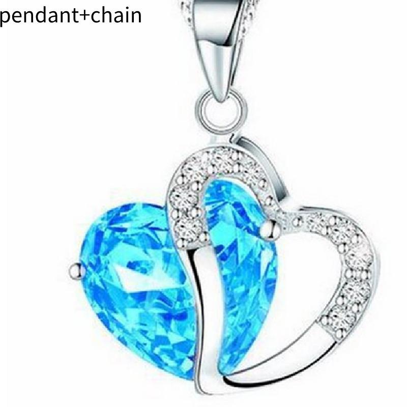 Elegant Heart-shaped Zircon Crystal Necklace Collarbone Chain For Women Employee Gifts Wedding Celebration