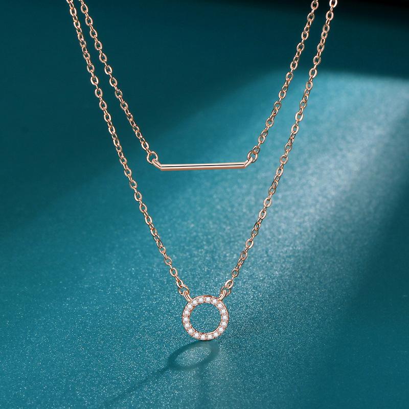 

Двухслойное ожерелье с кольцом Женский нишевый темперамент Высококачественный дизайн Однословный стержень Кольцо-ювелирное изделие