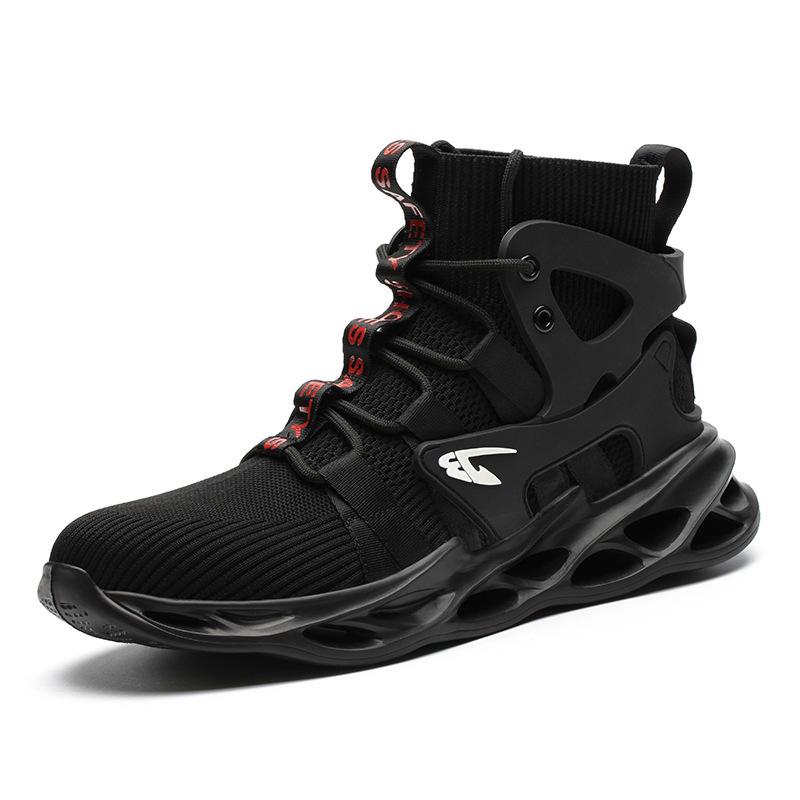 Lightweight Fly-Knit Safety Shoes: Durable, Comfortable, Anti-Smash & Anti-Pierce High-Tops for Labor Protection