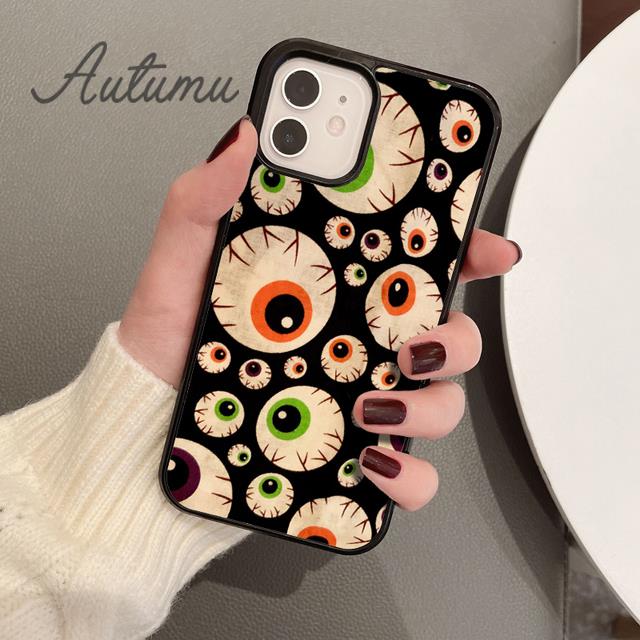 CRAZY EYEBALL PATTERN Phone Case for iPhone 11 12 13 14 Pro Max Mini X XR XS SE 2020 6 7 8 Plus Samsung Galaxy S21 S22 Shell