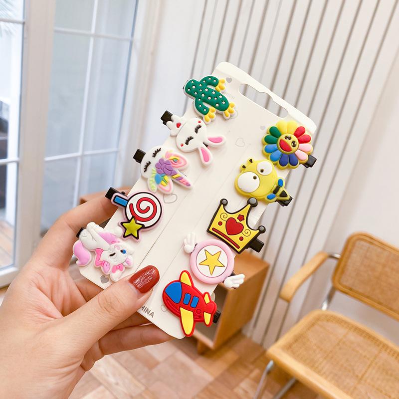 10 bucăți/set noi agrafe de păr cu unicorn drăguț de desene animate pentru fete, agrafe de păr colorate, dulci, pentru copii, accesorii de păr pentru fete