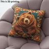 Vintage Floral Brown Bear Decorative Throw Pillow Covers Pattern Cushion Cover Suitable for Sofa Bedroom Car Pillow Cover