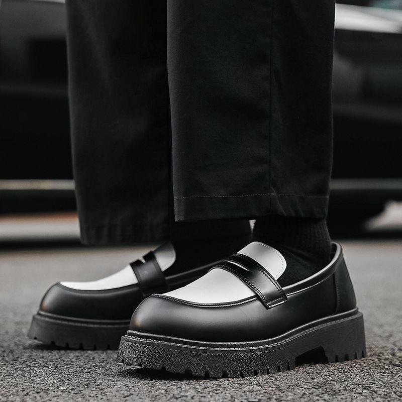 Men's Retro Leather Derby Shoes - Autumn Casual, British Style, Height Increasing, Wear-Resistant, Thick Sole Fashion.