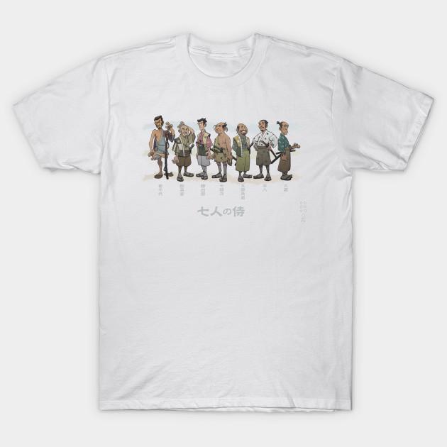 

Men Black Print T-shirt Seven Samurai (Col) No-Cut Transfer Paper Print Cotton Tshirt 3XL белый