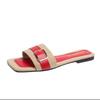 Fashion Women's Slippers Summer Casual Fashion Flat Slippers Home Outdoor Square Toe Comfortable Slippers Zapatillas Mujer Flip Flops