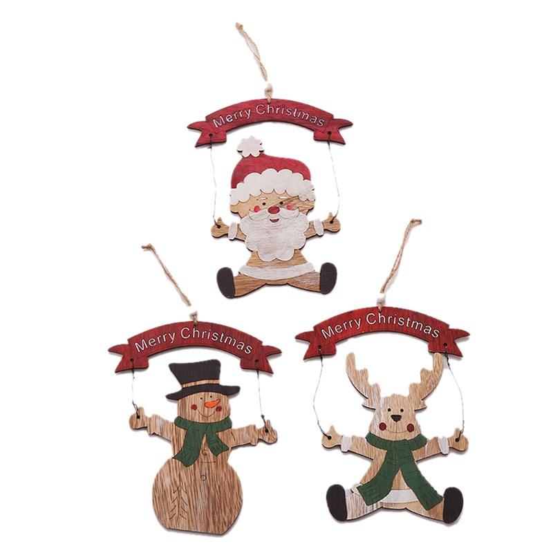 Christmas Party Decorations Kids Gift Hanging Drop Ornaments Christmas Wooden Pendants Ornaments for