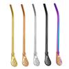 Reusable Straws Metal Stainless Steel Drinking Straw Milk Drinkware Creative Mixing Spoon Milk Tea Coffee Bar Party Accessories