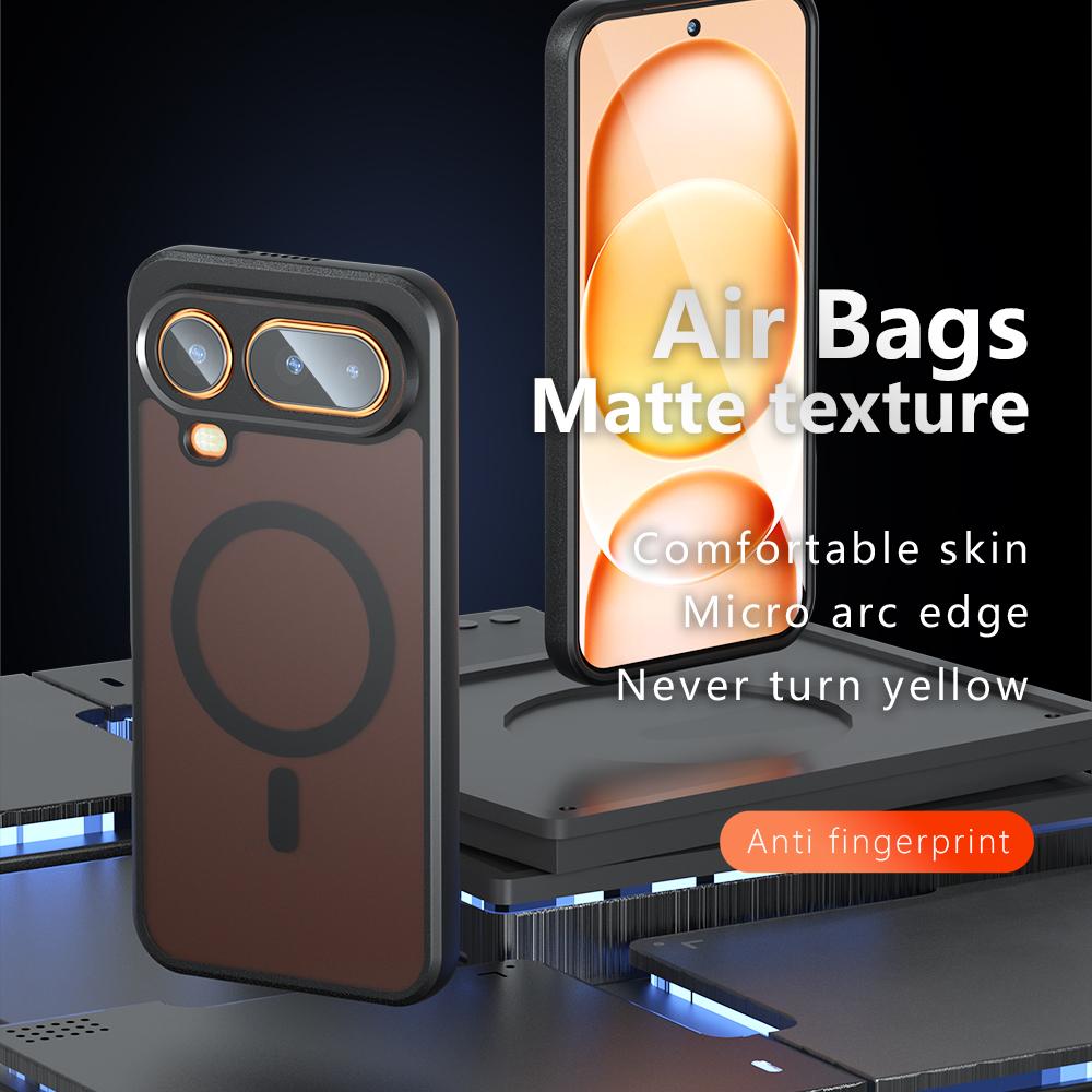 For Honor Magic 8 Pro Air Case Magnetic Matte Frosted Translucent Airbag Drop-proof Non-yellowing Anti-Fingerprint Cover