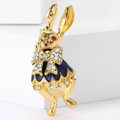 Spilla Coniglietto Gentiluomo Carino in Lega Strass Versatile Delicata da Uomo e da Donna per Abito Camicia Corsage Ornamento Spilla