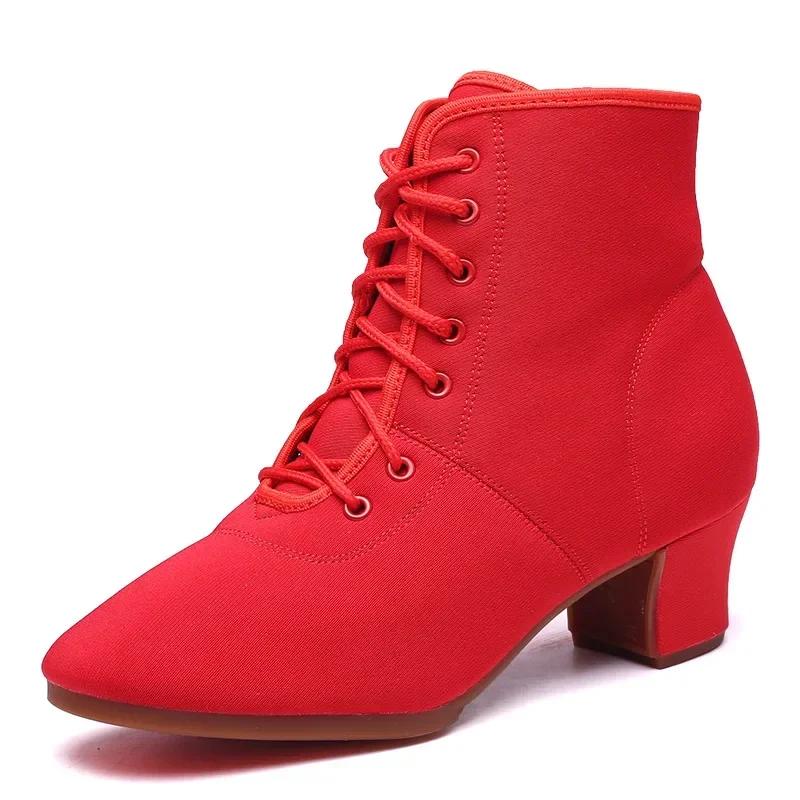 High Top Tanzschuhe Damen Latin Salsa Jazz Tanzstiefel Damen High Heels 3cm 5cm Outdoor Erwachsene Frau Ballroom Dance Sneakers