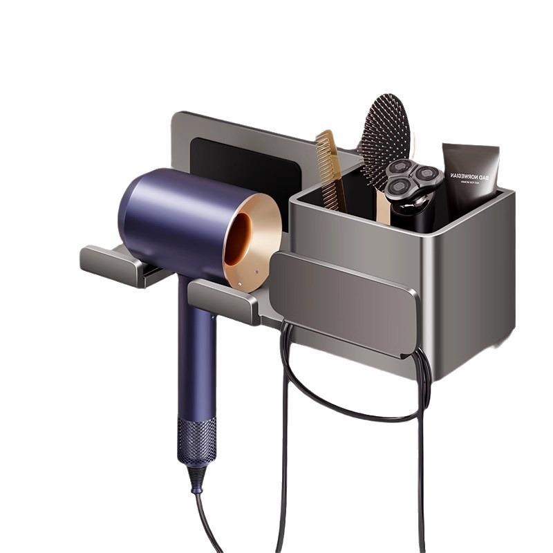 Punch-Free Hair Dryer Holder: Bathroom Storage & Organizer Shelf