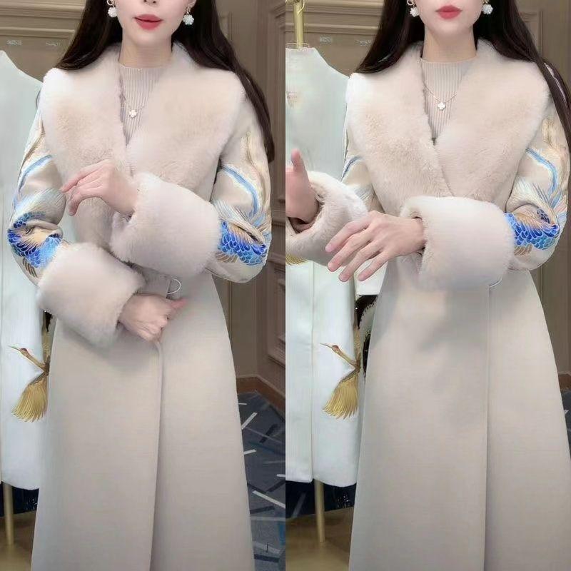 Autumn and Winter New Fashion Imitation Mink Velvet Top Temperament National Trend Imitation Fur Coat Imitation Cashmere Woolen Coat Tide