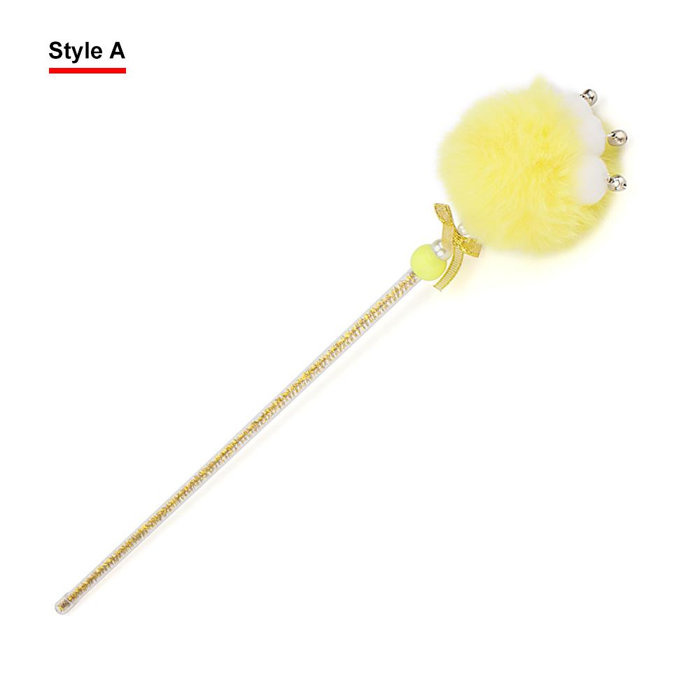 Short Cute Plush Ball Cat Teaser Paw Stick Wand Kitten Toy Pet Supplies