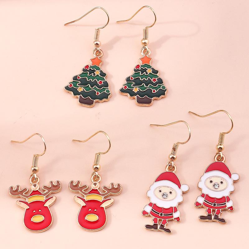 Christmas Earring Set: Reindeer, Santa, Snowman & Tree