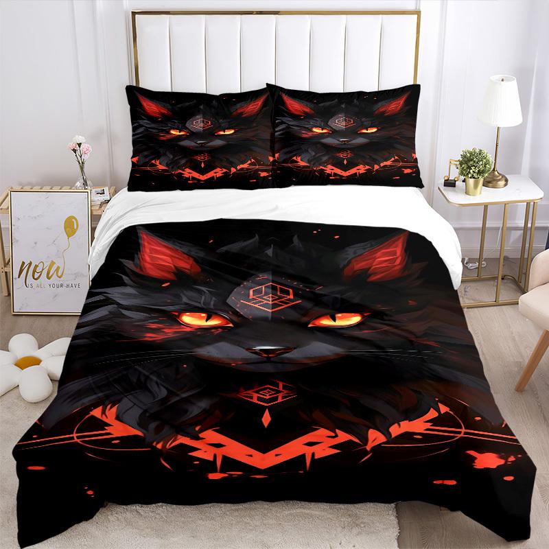 3pcs bedding set Feline Mystic Includes 1 Comforter + 2 Pillowcases, Without Pillow Inserts, Soft Comfortable,a0909095