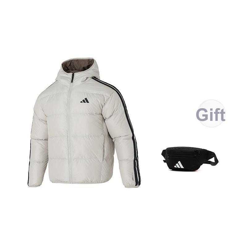 adidas Giacca imbottita con cappuccio reversibile a maniche lunghe con strisce a lettera da uomo Outerwear KC2492