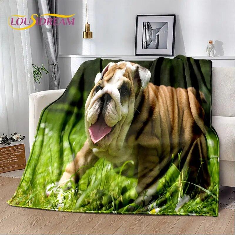 Cartoon French Pit Bull Dog Pet Soft Plush Blanket,Flannel Blanket Throw Blanket for Living Room Bedroom Bed Sofa Picnic Cover