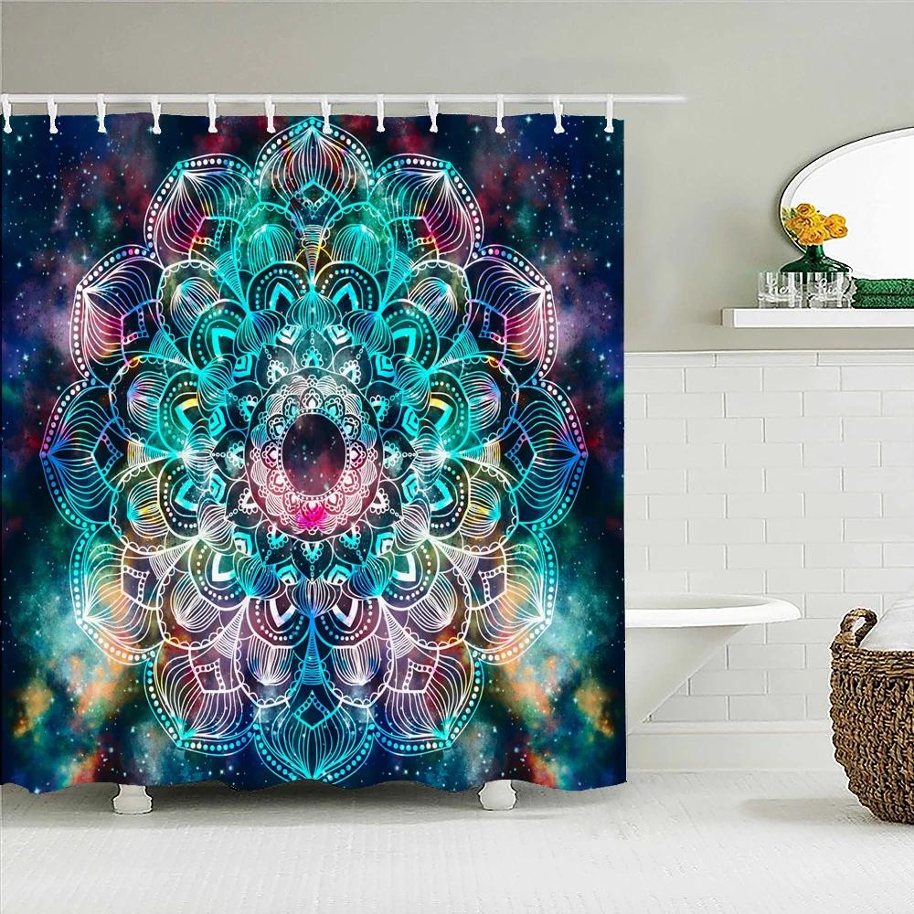 3D Print Bathroom Curtains Indian Mandala Shower Curtains With 12 Hooks Home Decoration Waterproof Fabric Bohemia Bath Screen