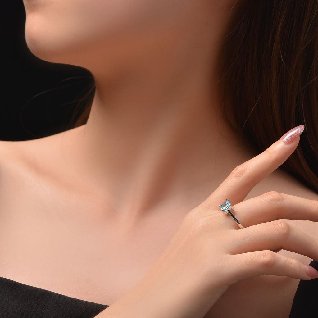 Tancise Schmuck Schliffring 925 Silber Eingelegter Quadratischer 6 * 6 Diamant Rosa Ring