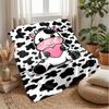 Cute Cow with Pink Heart Blanket Personalized Name Flannel Blanket Soft Cozy Plush Throw for Sofa Bed Lightweight Home Decor