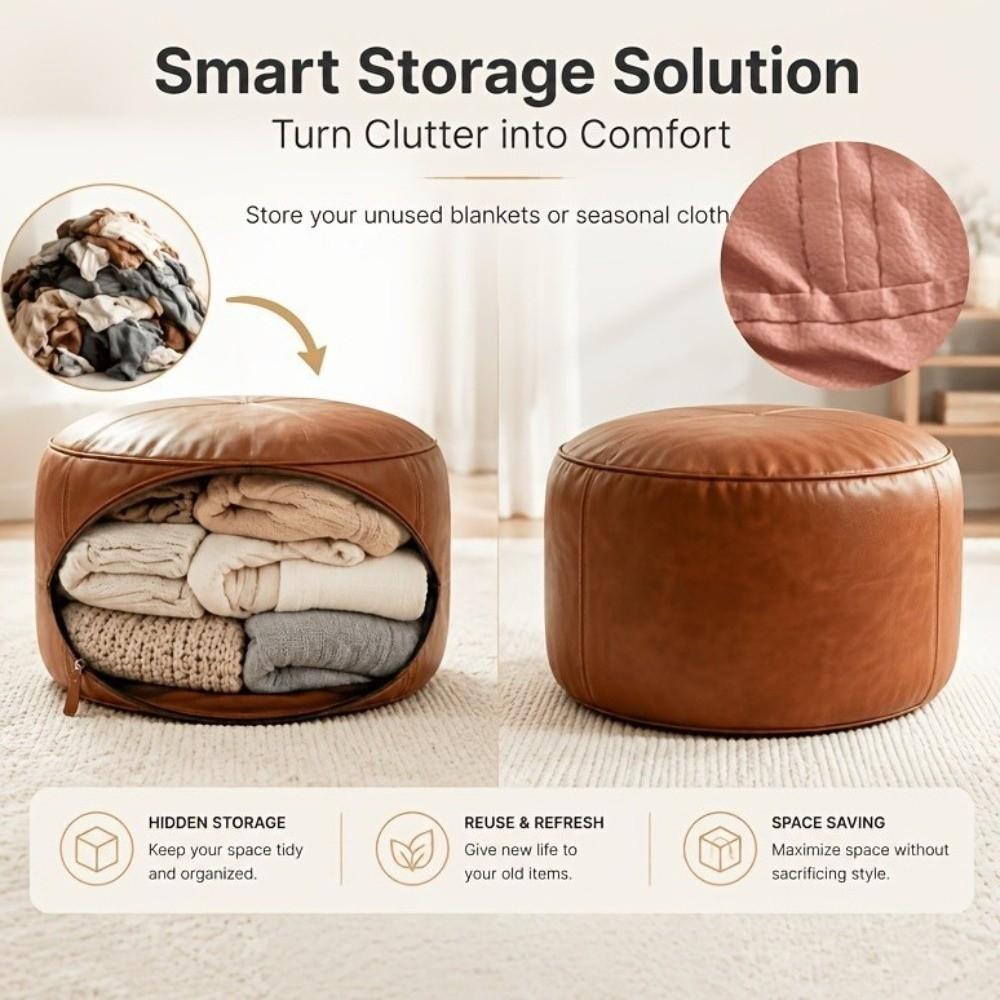 Unstuffed Bean Bag Cover Large Capacity Pouf Cover Non-Slip Round Lazy Sofa Covers Home Use