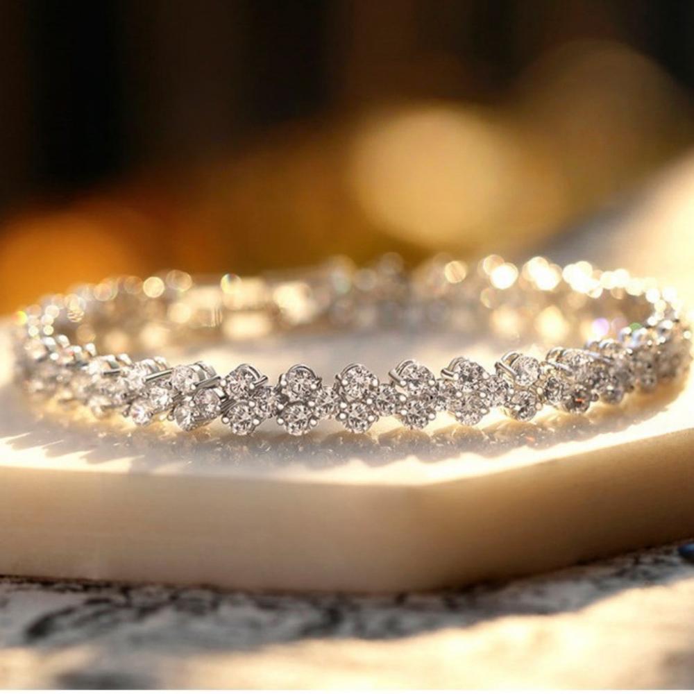 925 Sterling Silver Bracelet Inlaid With Love Zircon Ladies Fashion Birthday Party Wedding Valentine's Day Jewelry Gift