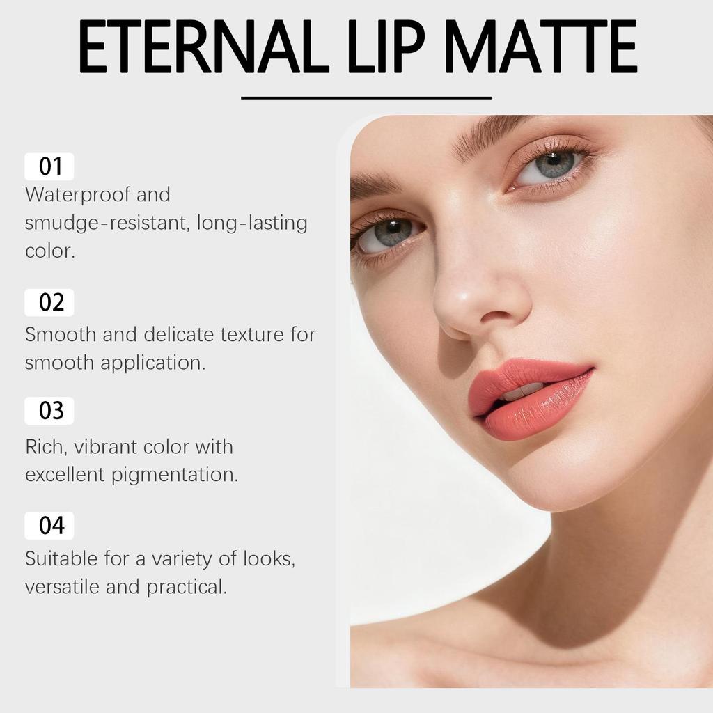 Long-lasting Matte Lip Gloss, Orange-Pink: Easy Application, Smooth Shine, Non-transfer, Non-greasy, Perfect for Daily Makeup.