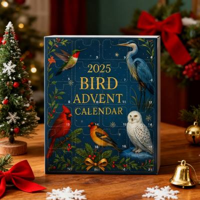 2025 Bird Advent Calendar 24 Days Countdown Box Realistic Bird Ornaments Christmas Tree Holiday Gift for Bird Lovers