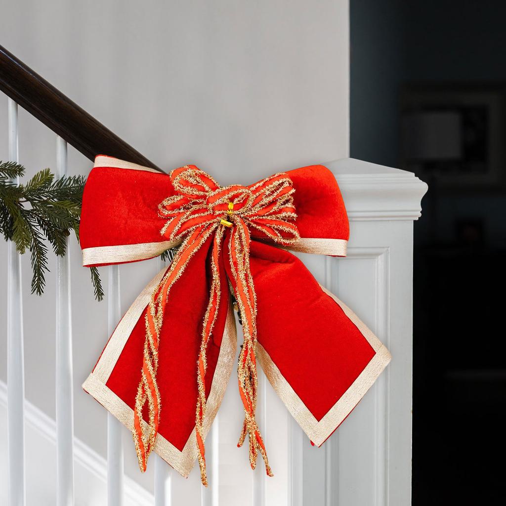 Christmas Decorations High-end Gold Velvet Bow Christmas Flocking Bow