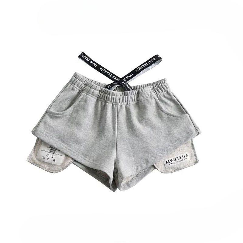 

Новые серые американские спортивные летние шорты для женщин с завышенной талией, нишевые повседневные пляжные брюки XL