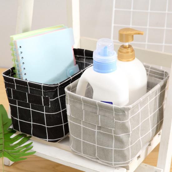 Foldable Storage Basket with Handles Waterproof Large Capacity Cotton Linen Printed Multifunctional Home Office